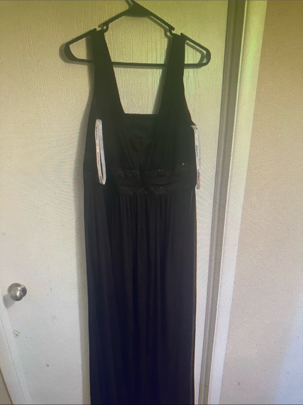 Classic Black Prom Maxi Dress with Embellished Waist